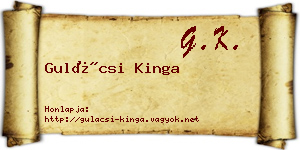 Gulácsi Kinga névjegykártya